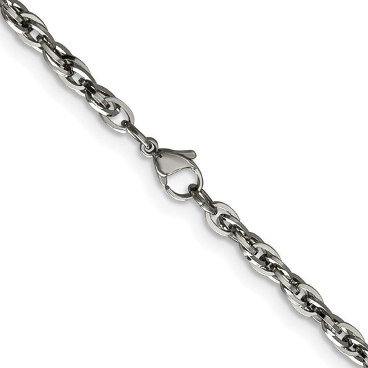 Chisel Stainless Steel Polished 4.2mm 22 inch Fancy Twisted Link ChainSRN804