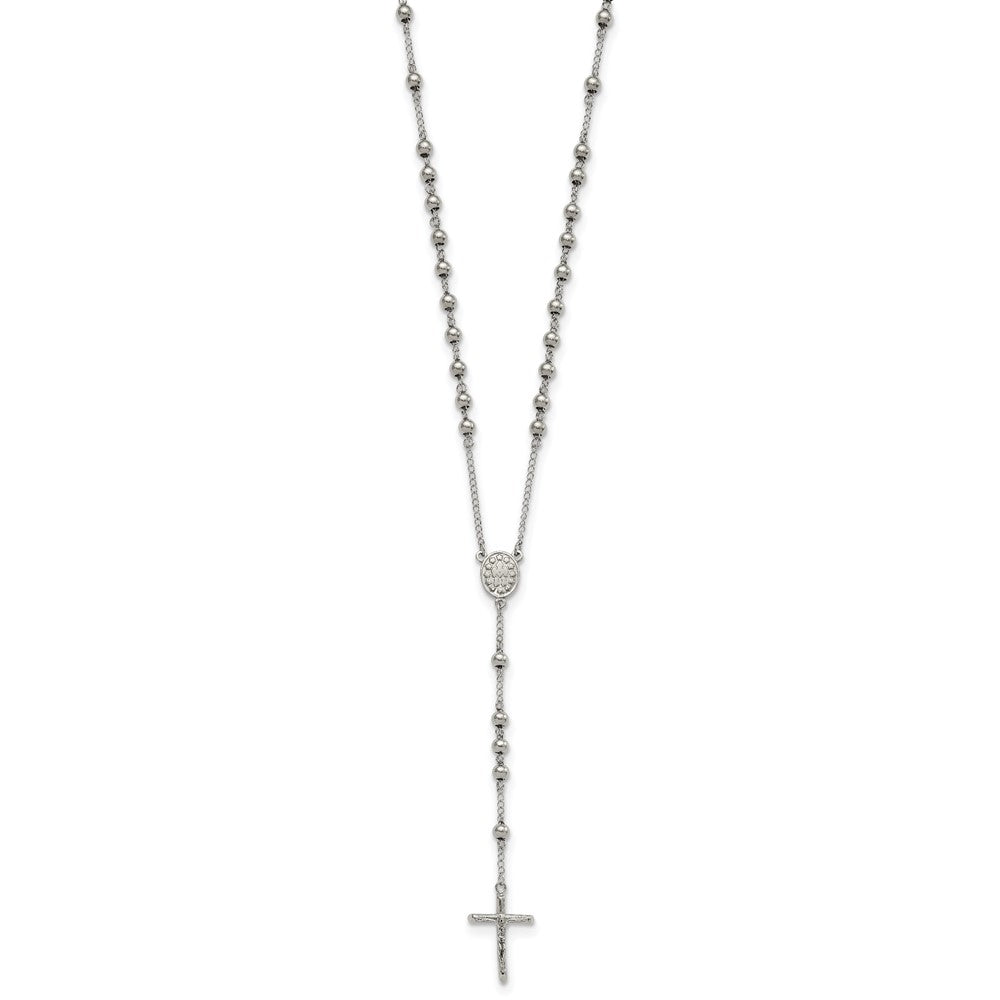 Chisel Stainless Steel Polished 6mm Beaded 29.5 inch Rosary Necklace SRN809