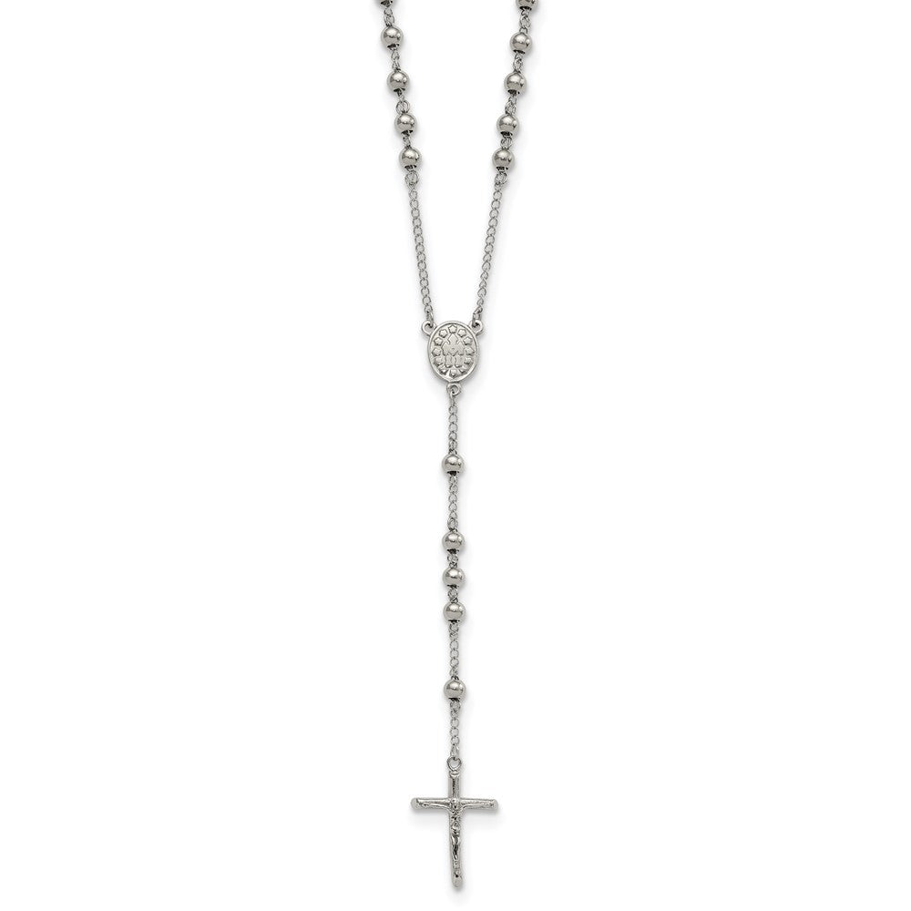 Chisel Stainless Steel Polished 6mm Beaded 29.5 inch Rosary Necklace SRN809