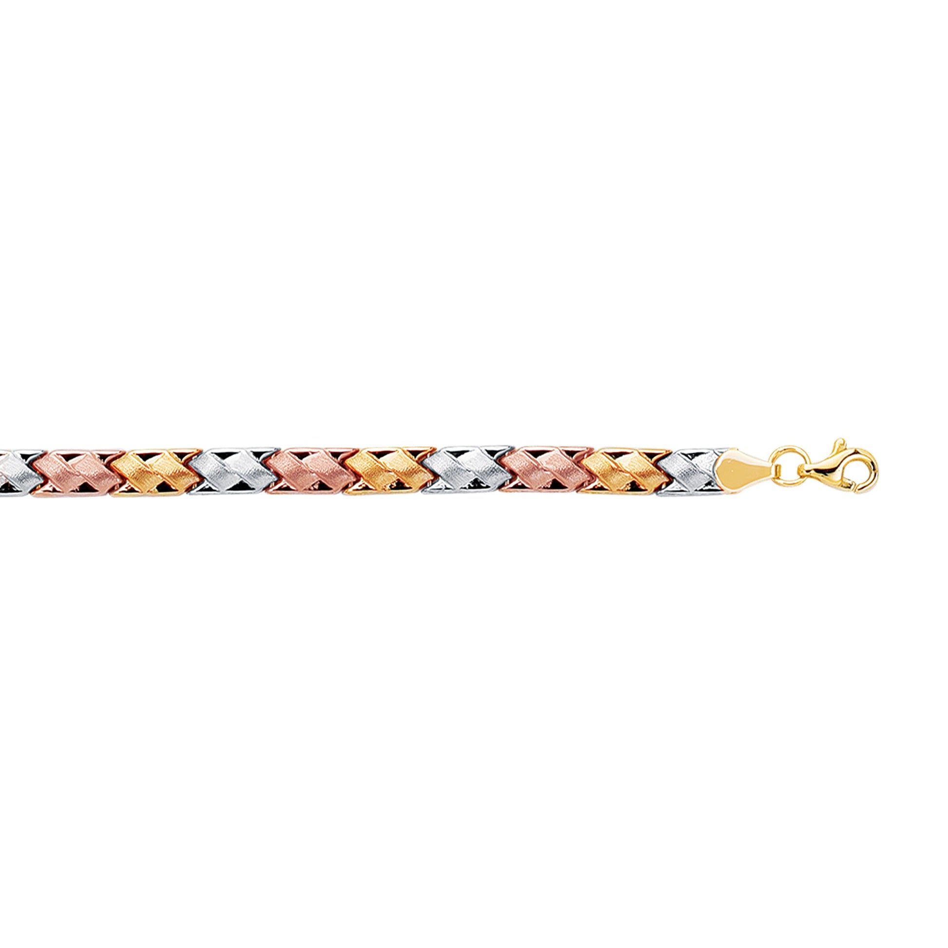 Royal Chain 14K Tri-color Gold Satin Mini X Stampato Bracelet STA252