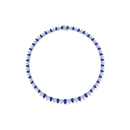 Lafonn 38 CTW Fancy Lab-Grown Sapphire Tennis Choker Necklace