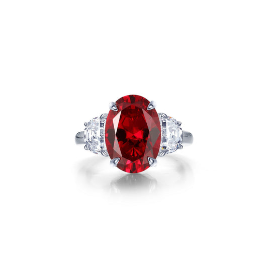 Lafonn 7 CTW Fancy Lab-Grown Ruby Three-Stone Ring