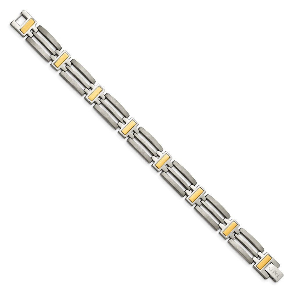 Chisel Titanium Brushed and Polished Yellow IP-Plated 8.5 inch Bracelet TBB128-8.5