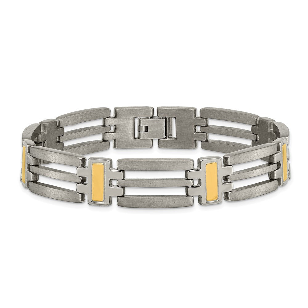 Chisel Titanium Brushed and Polished Yellow IP-Plated 8.5 inch Bracelet TBB128-8.5