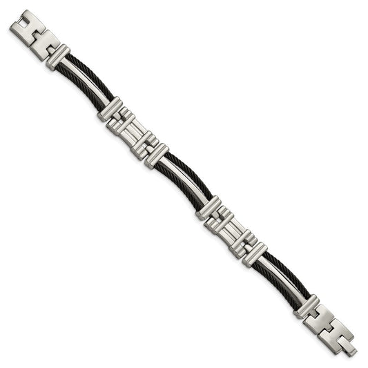 Chisel Titanium Polished Black IP-plated 8.5 inch Bracelet TBB132-8.5