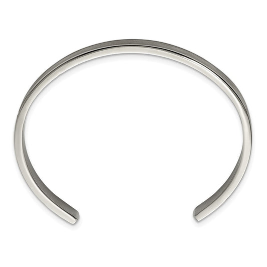 Chisel Titanium Brushed with Polished Edge 6.5mm Cuff Bangle TBB174