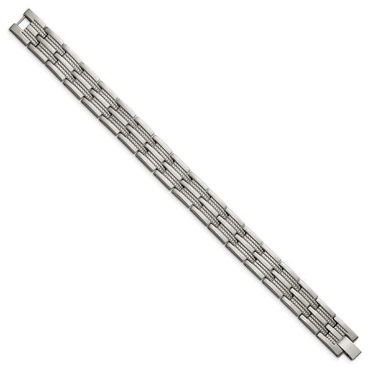Chisel Titanium Polished and Textured 8.5 inch Link Bracelet TBB2785-8.5