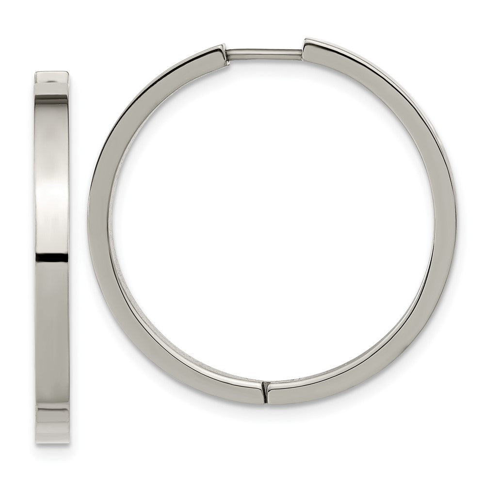 TBE127 Chisel Titanium Polished 2.8mm Hinged Hoop Earrings