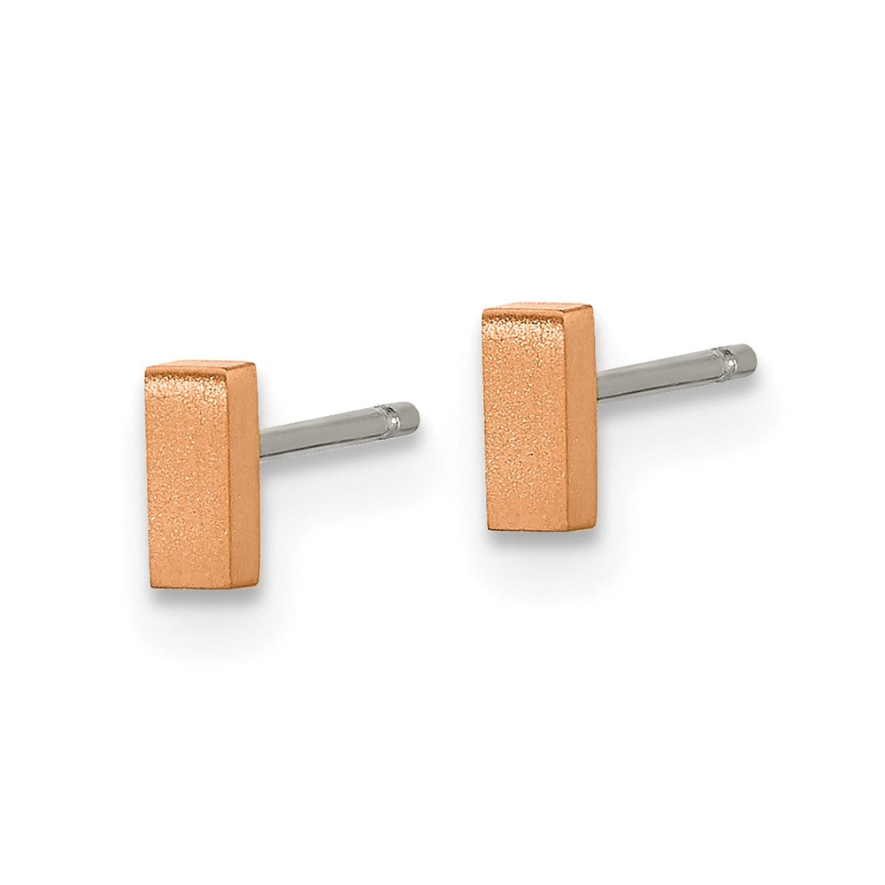 TBE138 Chisel Titanium Brushed Rose IP-plated Rectangle Post Earrings