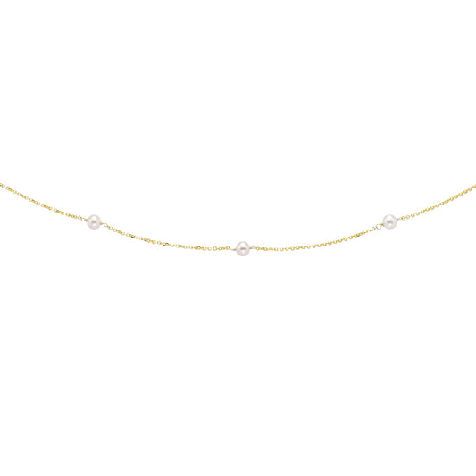 Royal Chain 14K Gold Pearl Station Necklace TC1