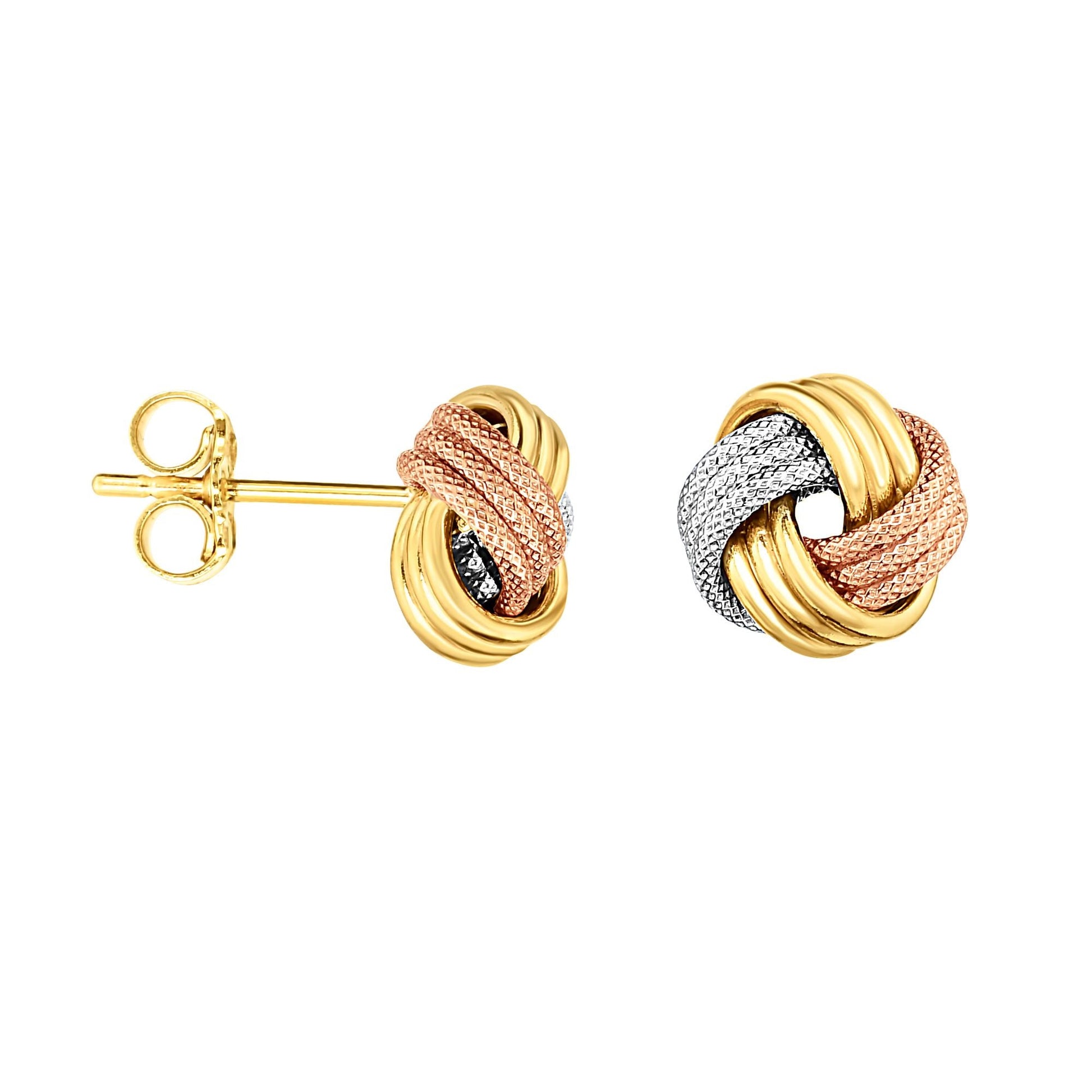 Royal Chain 14K Gold Polished & Diamond Cut Love Knot Stud Earring TCER6638