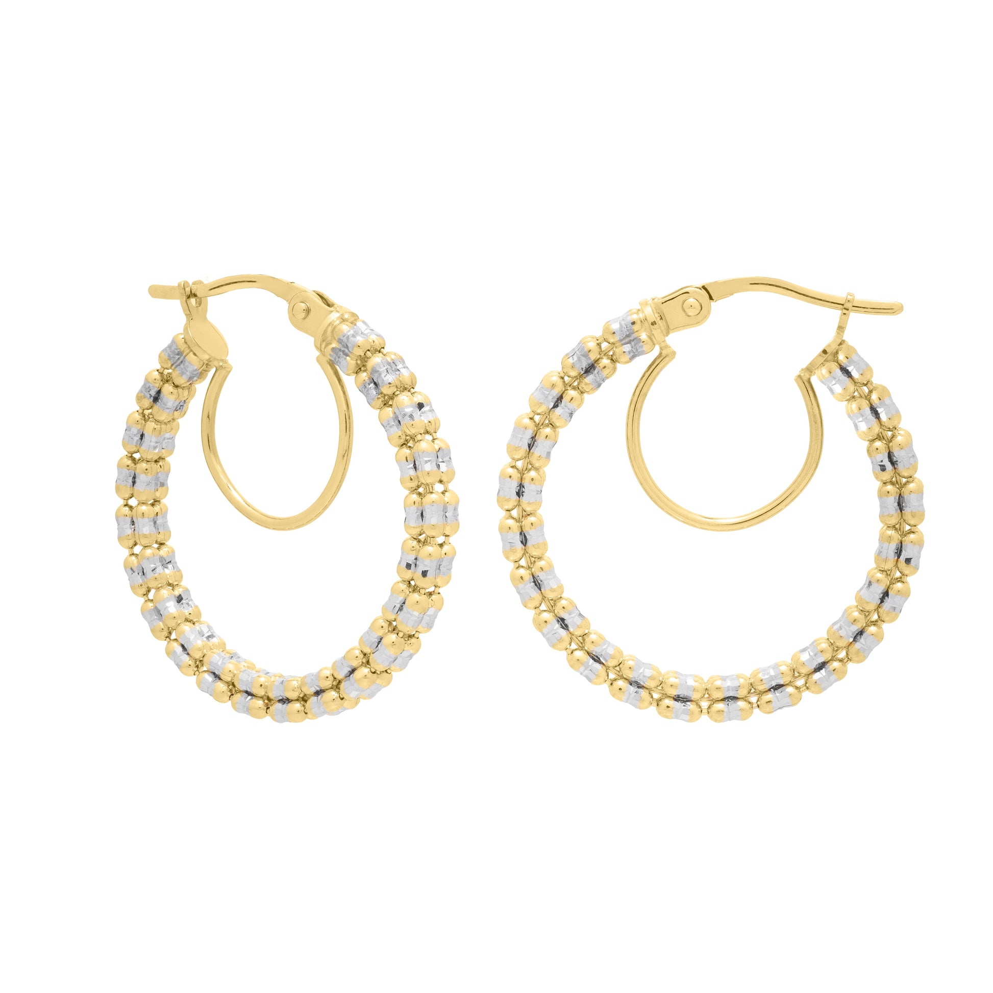 Royal Chain 14K Gold Iced Round Hoops TE16007
