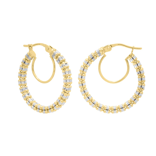 Royal Chain 14K Gold Iced Round Hoops TE16007