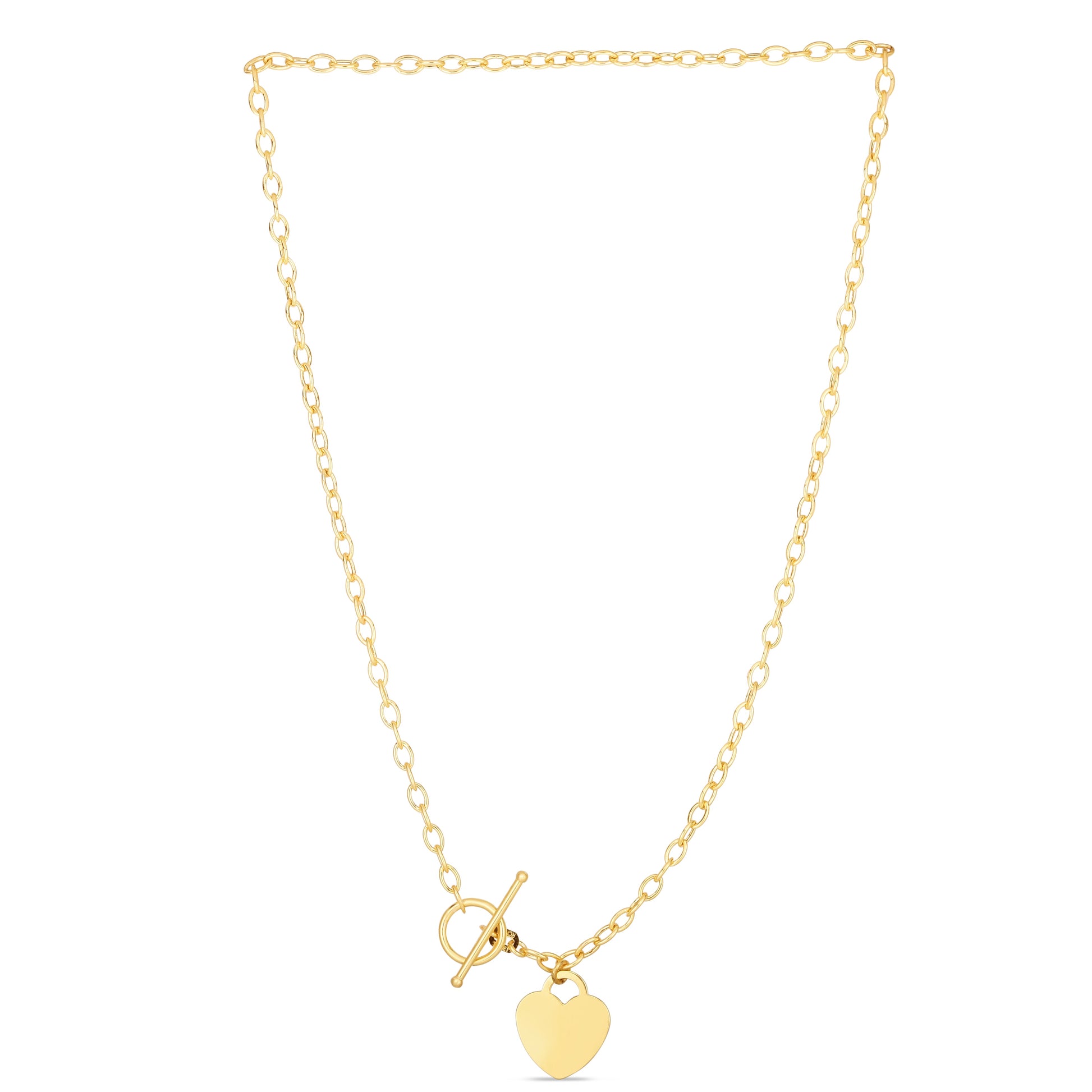 Royal Chain 14K Gold Heart Charm & Toggle Oval Link Chain TG600