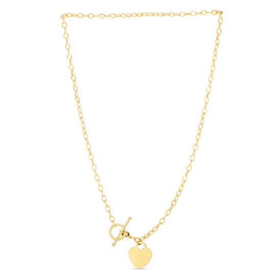 Royal Chain 14K Gold Heart Charm & Toggle Oval Link Chain TG600
