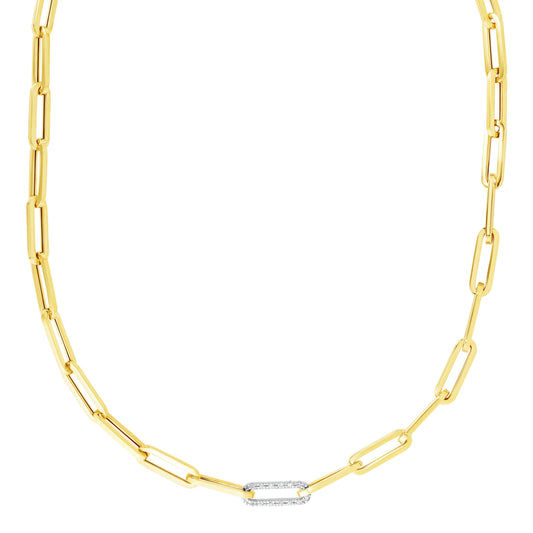 Royal Chain 14K .32ct Diamond Paperclip Necklace TRC13775