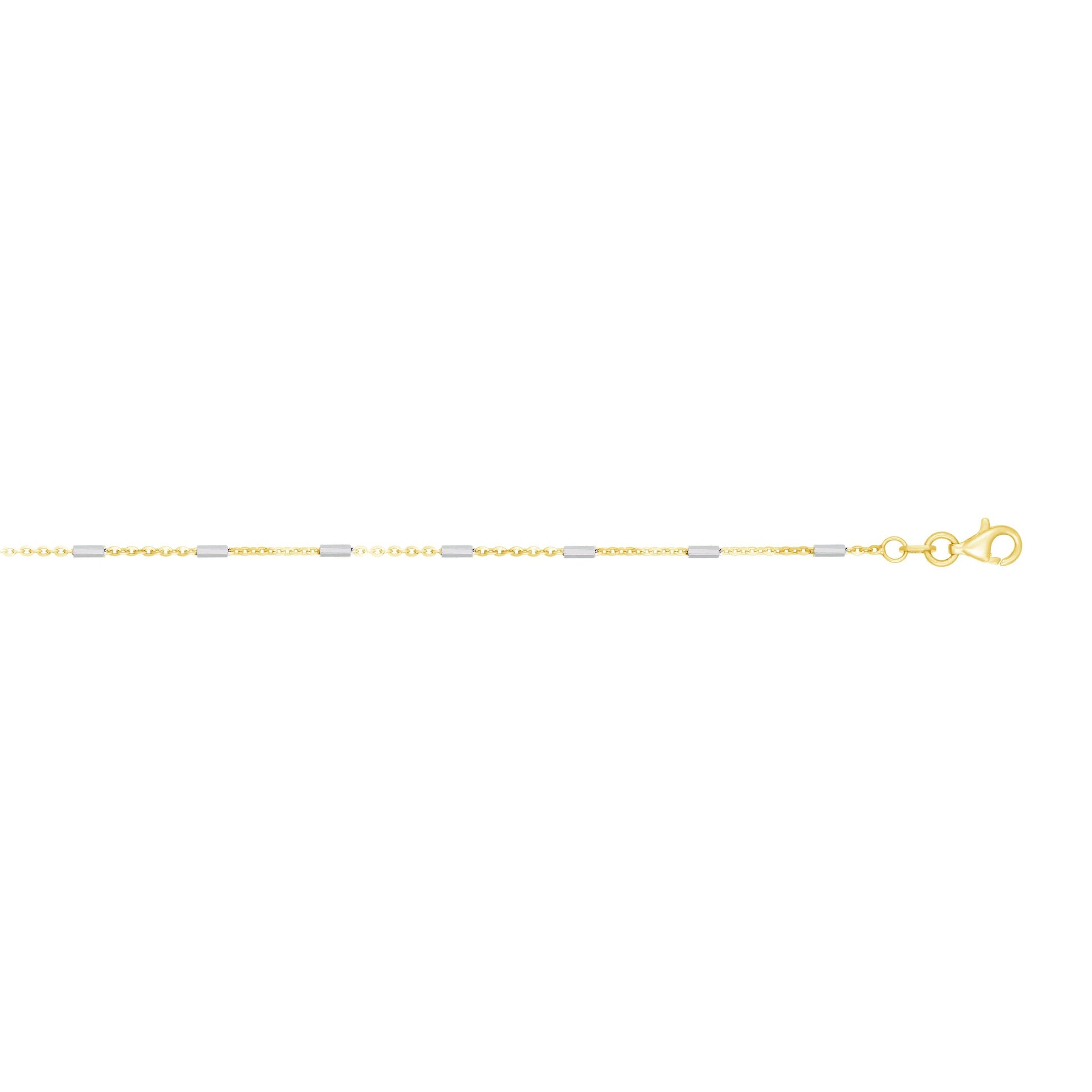 Royal Chain 14K Gold 1.4mm Two-tone Polished Bar Station Saturn Chain TRC1757