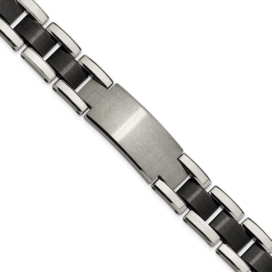 Chisel Tungsten Brushed and Polished Black IP-plated 8.5 inch Bracelet TUB126-8.5