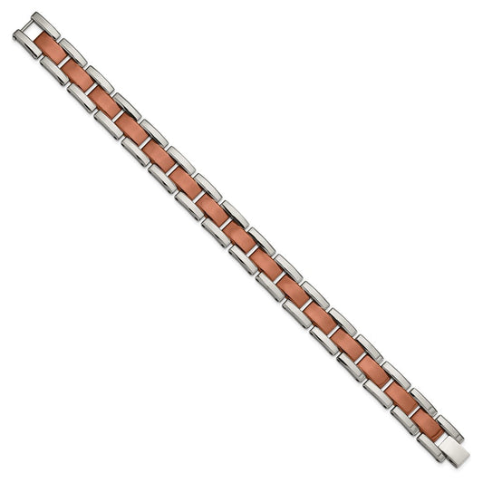 Chisel Tungsten Polished Brown IP-plated 8.5 inch Bracelet TUB130-8.5