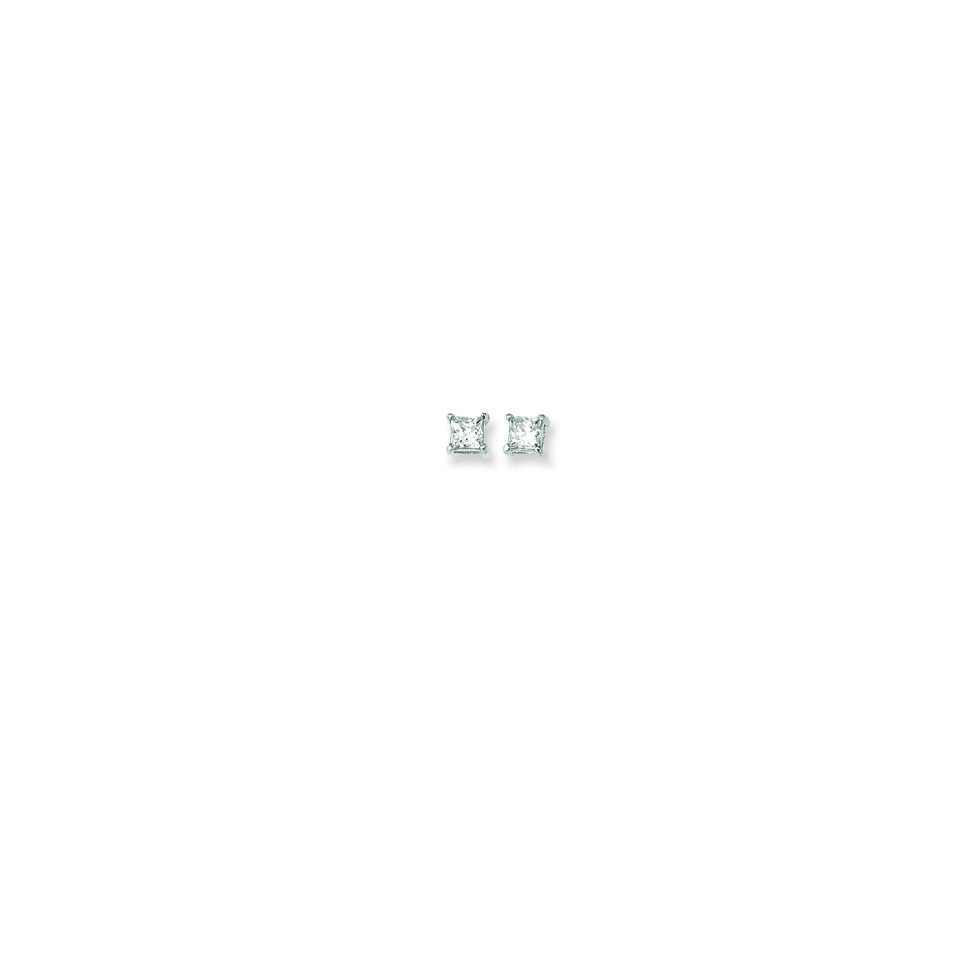 Royal Chain 14K Gold 5mm Princess Cut CZ Stud Earring WCZ108