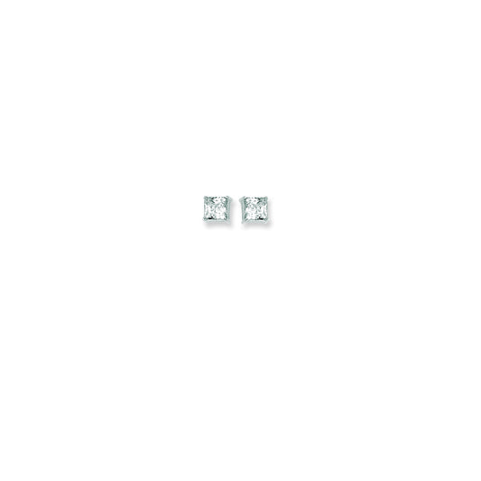 Royal Chain 14K Gold 5mm Princess Cut CZ Stud Earring WCZ110