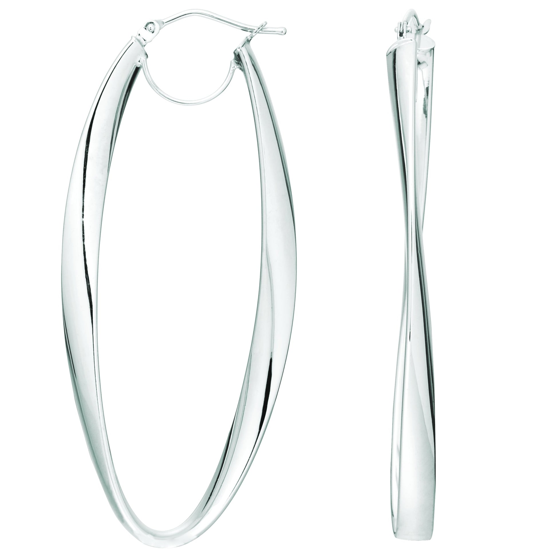 Royal Chain 14K Gold Twisted Oval Hinged Hoop Earring ER1001