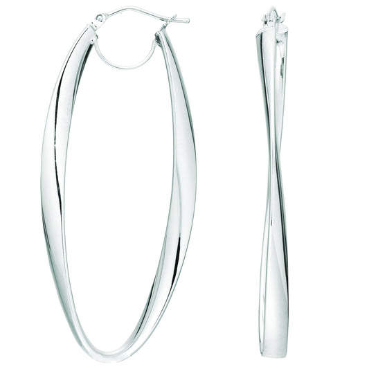 Royal Chain 14K Gold Twisted Oval Hinged Hoop Earring ER1001