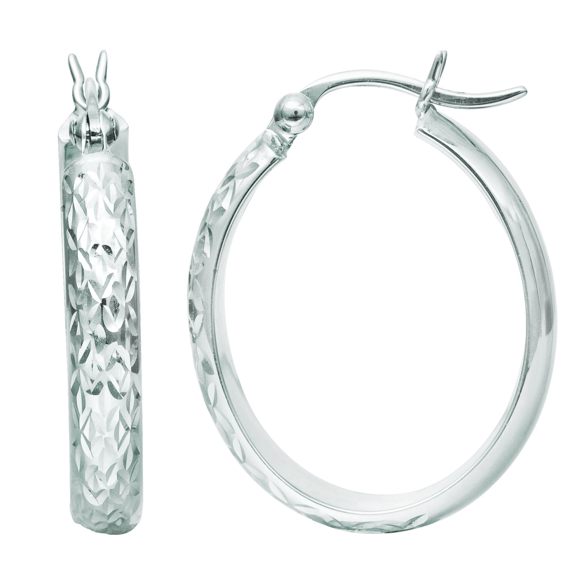 Royal Chain 14K Gold Oval Diamond Cut Hoop Earring ER1030