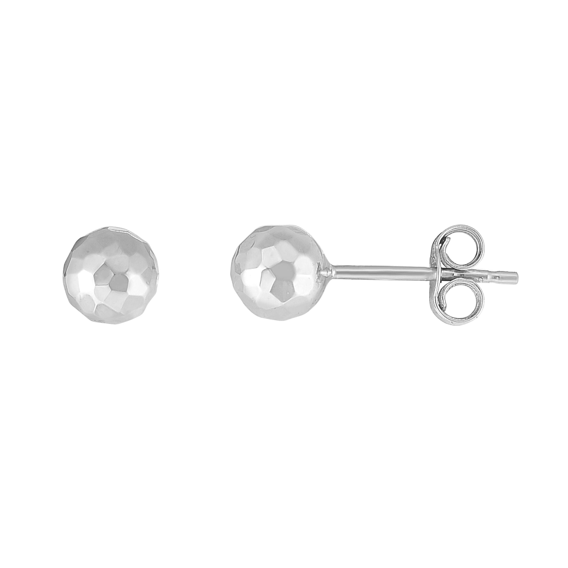 Royal Chain 14K Gold 5mm Faceted Post Earring WER10396