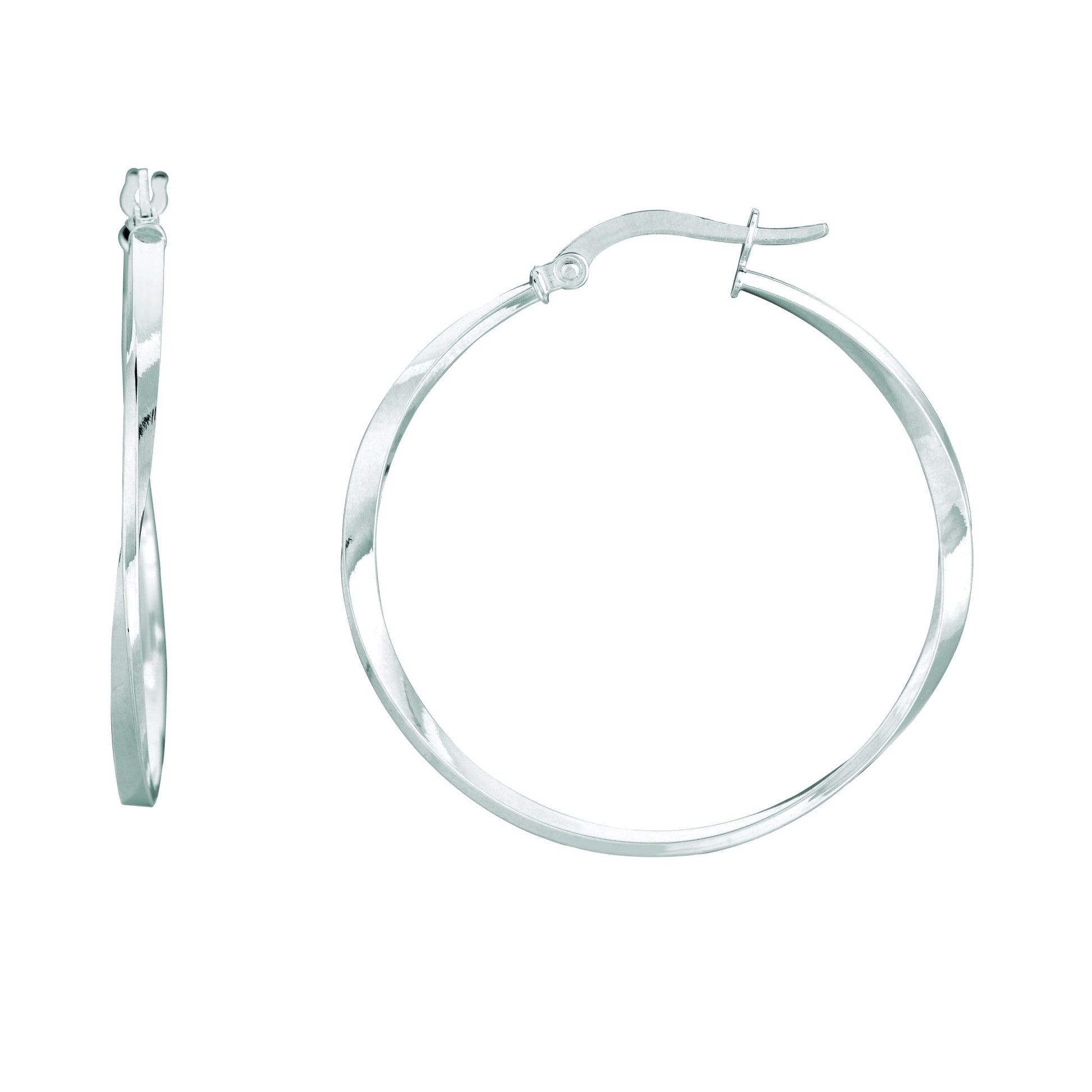 Royal Chain 14K White Gold Twisted Hoop Earring WER1819