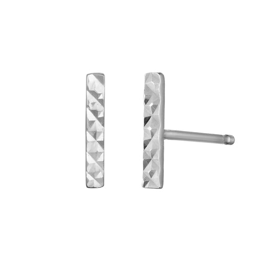 Royal Chain 14K Gold Diamond Cut Bar Stud Earring ER7770