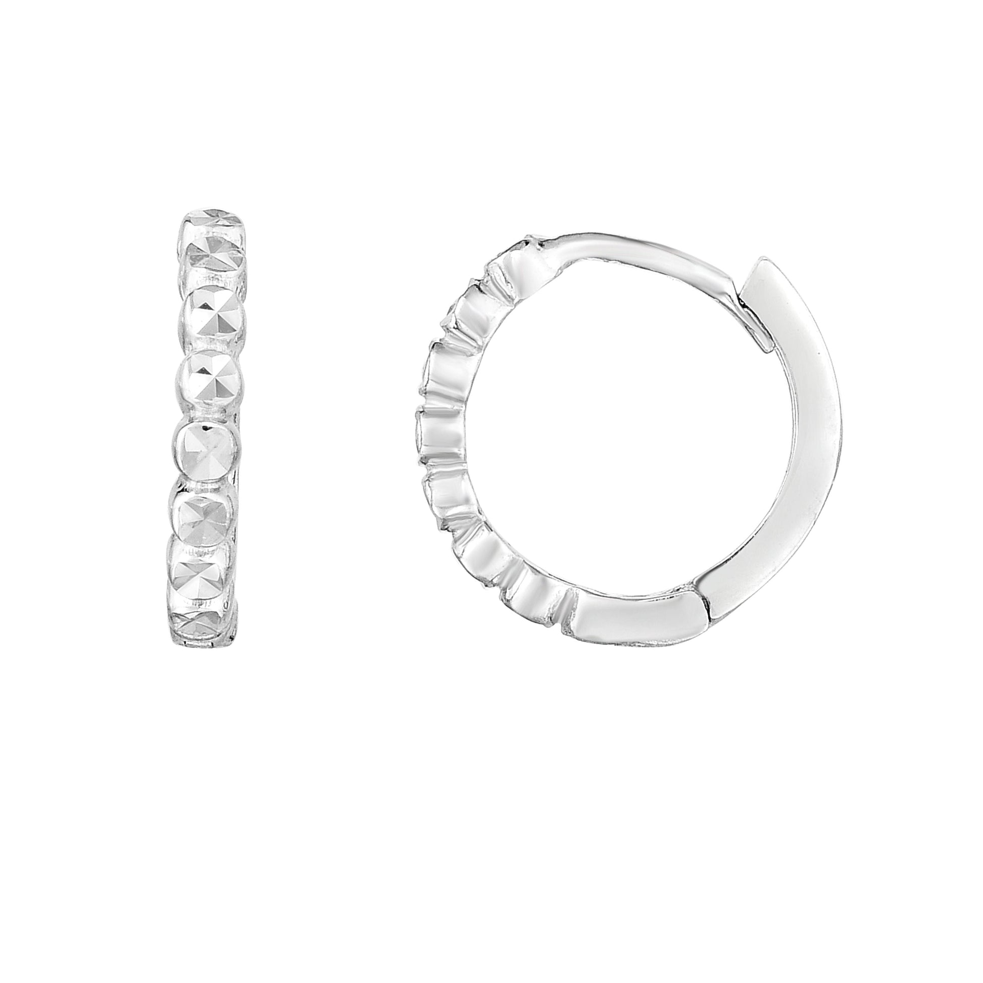 Royal Chain 14K Gold Round Diamond Cut Huggie Earring ER8635