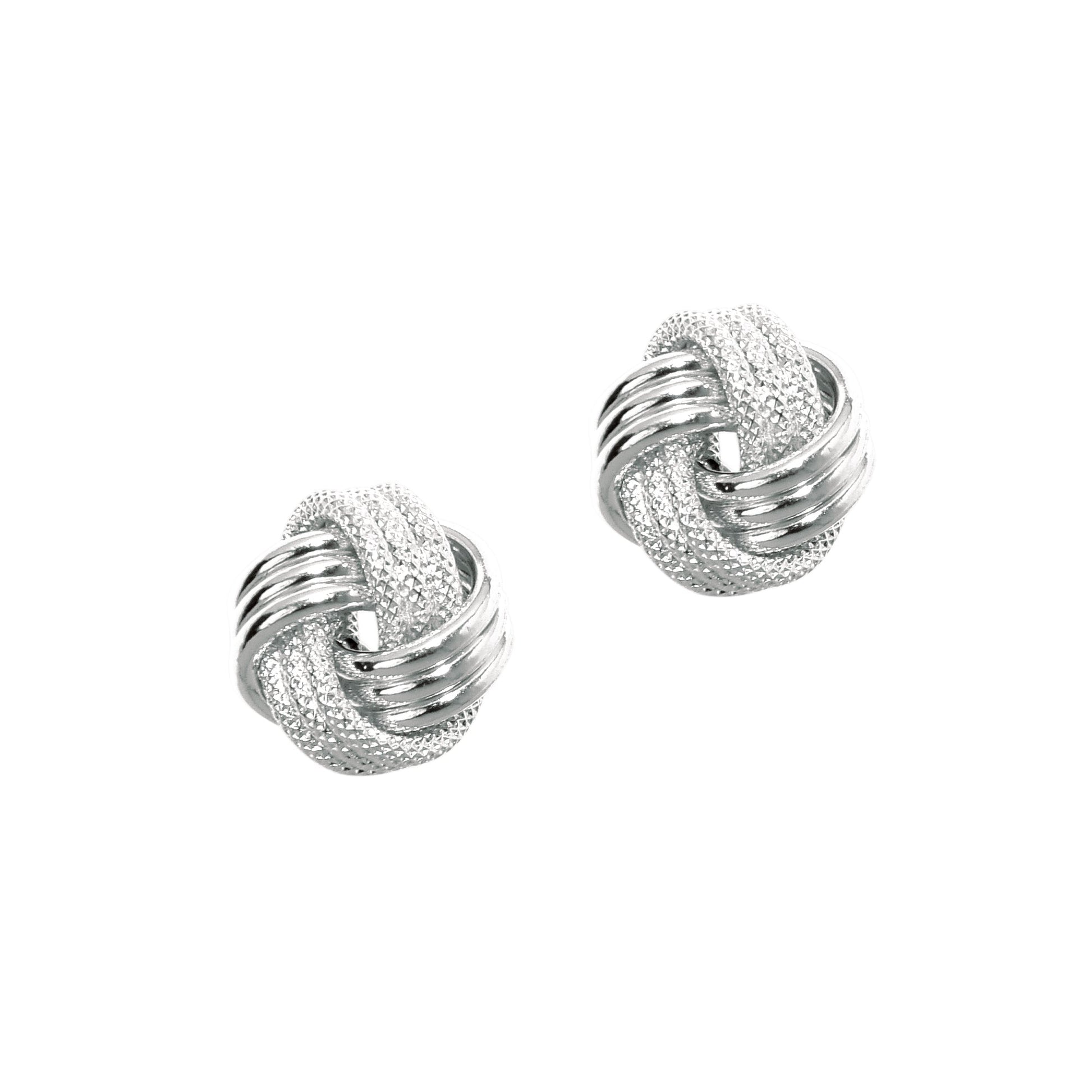Royal Chain 14K Gold Polished & Diamond Cut Love Knot Stud Earring PR921