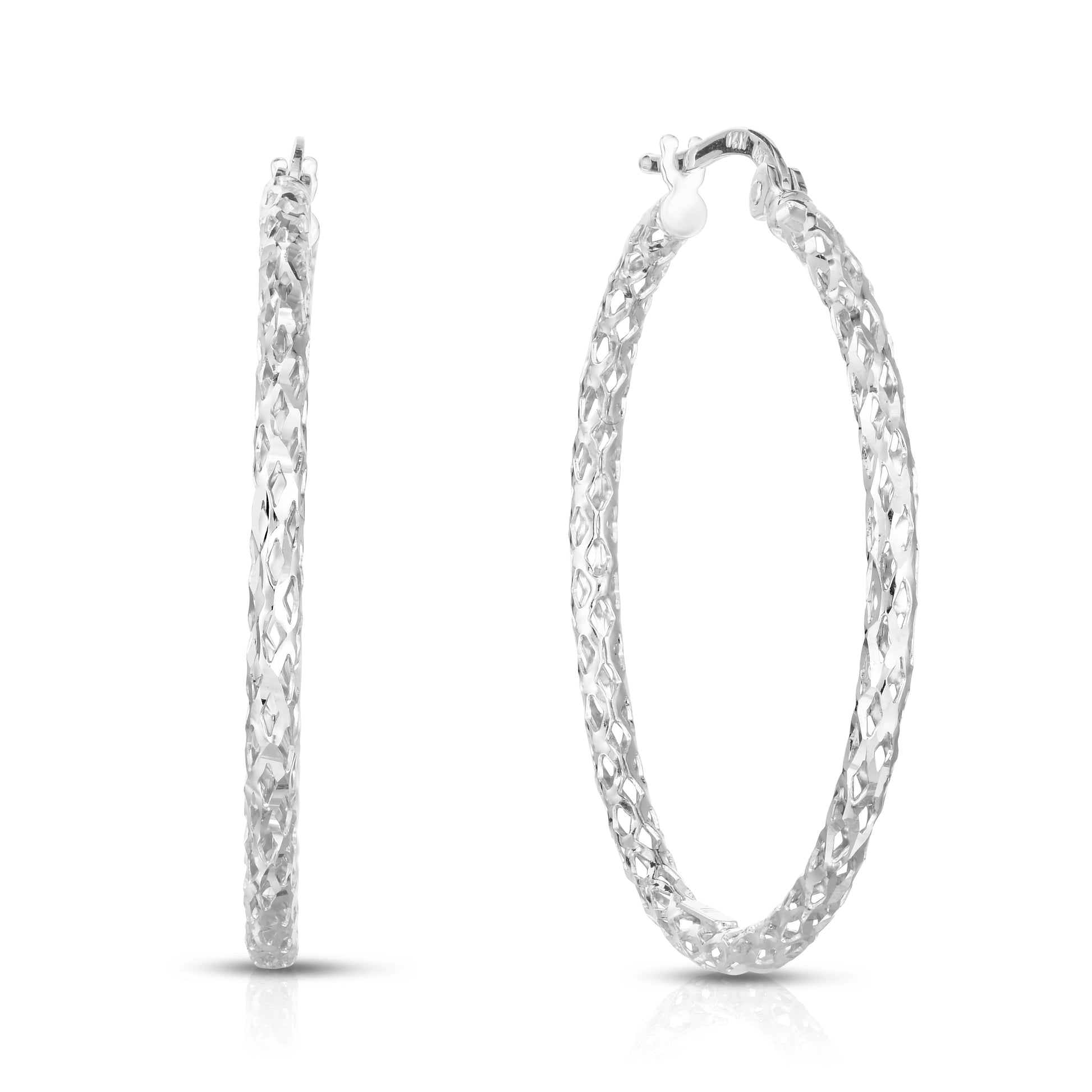 Royal Chain 14K Gold Diamond Cut Hoop Earring ER973