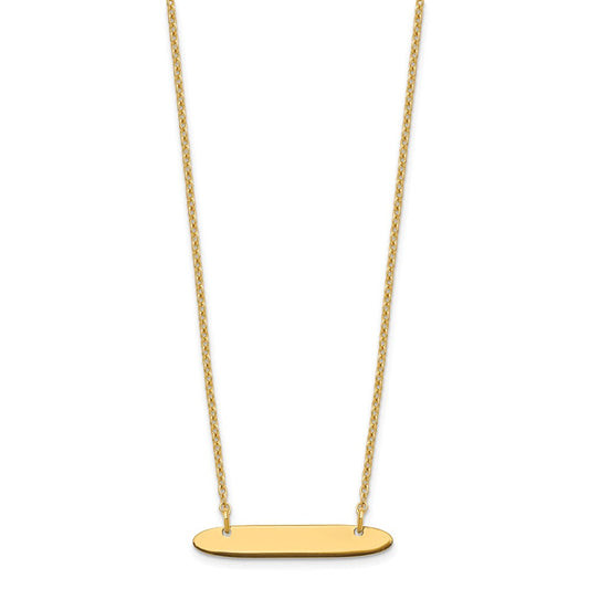 Sterling Silver/Gold-plated Small Oblong Blank Bar Necklace XNA1199GP