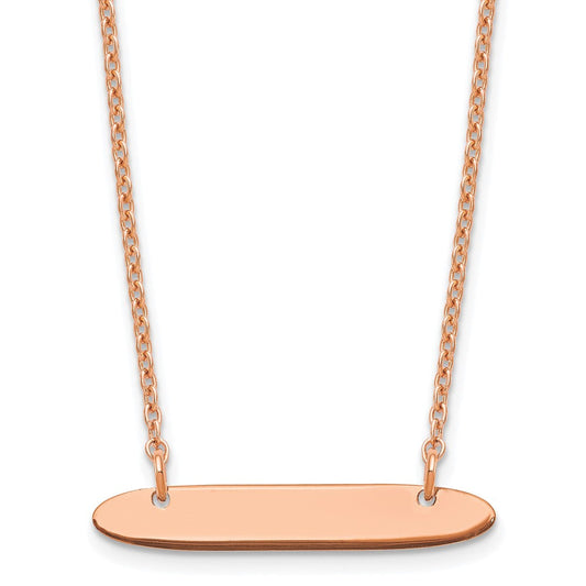Sterling Silver/Rose-plated Small Oblong Blank Bar Necklace XNA1199RP