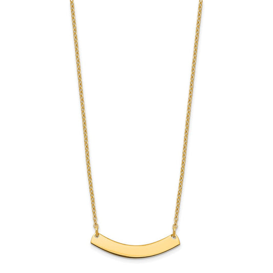Sterling Silver/Gold-plated Small Curved Blank Bar Necklace XNA1200GP