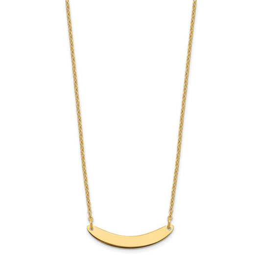 Sterling Silver/Gold-plated Small Curved Blank Bar Necklace XNA1201GP