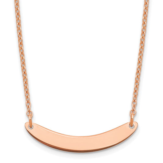 Sterling Silver/Rose-plated Small Curved Blank Bar Necklace XNA1201RP