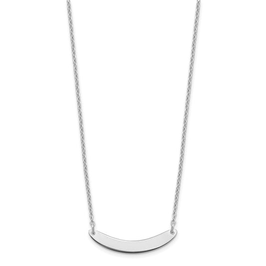 Sterling Silver/Rhodium-plated Small Curved Blank Bar Necklace XNA1201SS