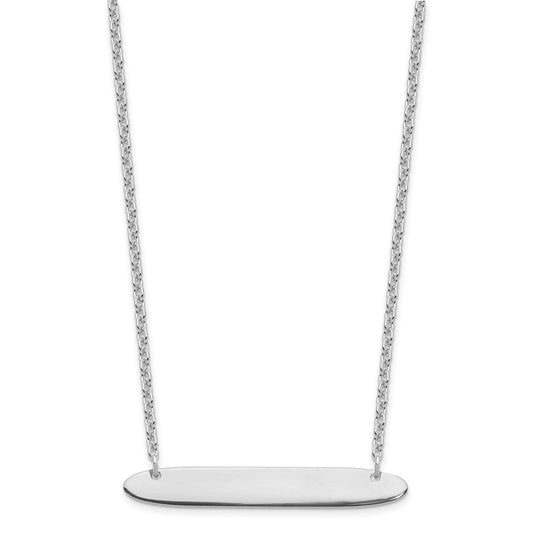 Sterling Silver/Rhodium-plated Medium Oblong Blank Bar Necklace XNA1204SS