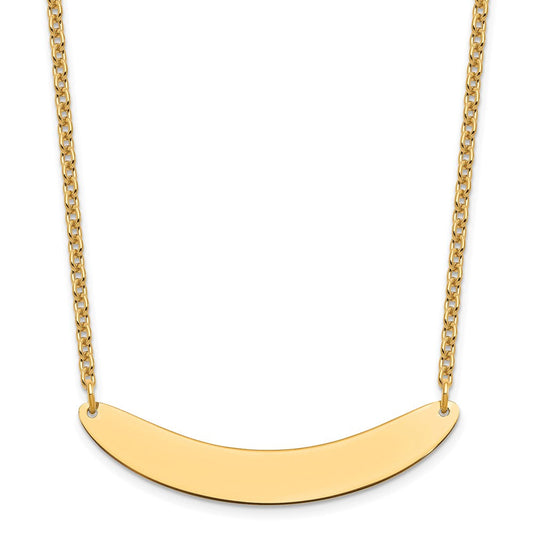 Sterling Silver/Gold-plated Medium Curved Blank Bar Necklace XNA1206GP