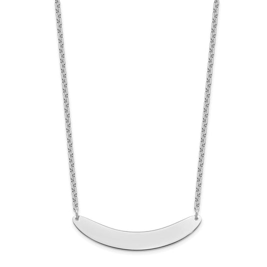Sterling Silver/Rhod-plated Medium Curved Blank Bar Necklace XNA1206SS