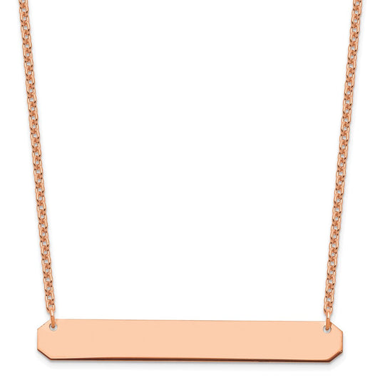 Sterling Silver/Rose-plated Large Blank Bar Necklace XNA1208RP