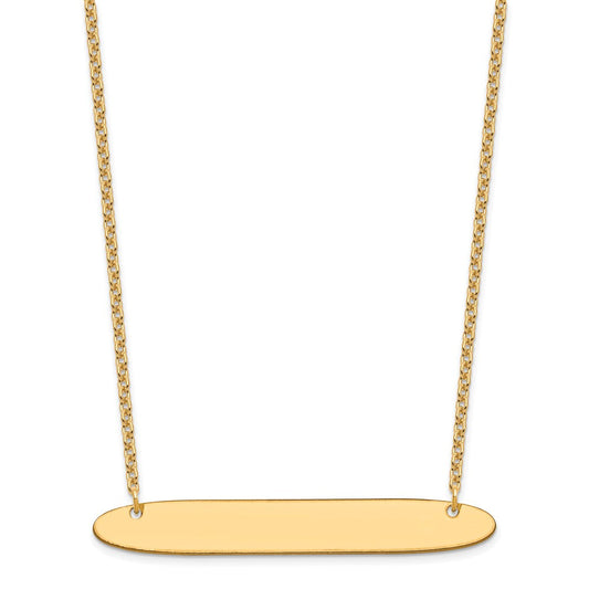 Sterling Silver/Gold-plated Large Oblong Blank Bar Necklace XNA1209GP