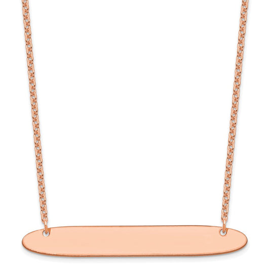 Sterling Silver/Rose-plated Large Oblong Blank Bar Necklace XNA1209RP
