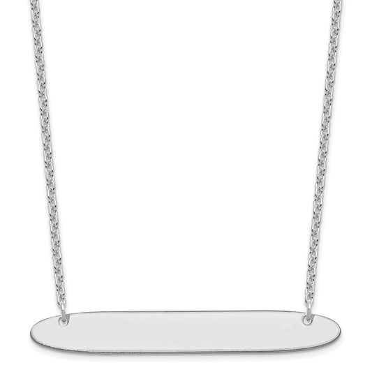 Sterling Silver/Rhodium-plated Large Oblong Blank Bar Necklace XNA1209SS