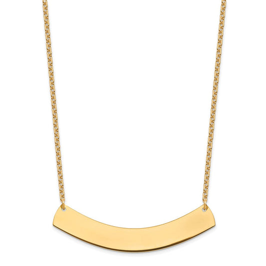 Sterling Silver/Gold-plated Large Curved Blank Bar Necklace XNA1210GP