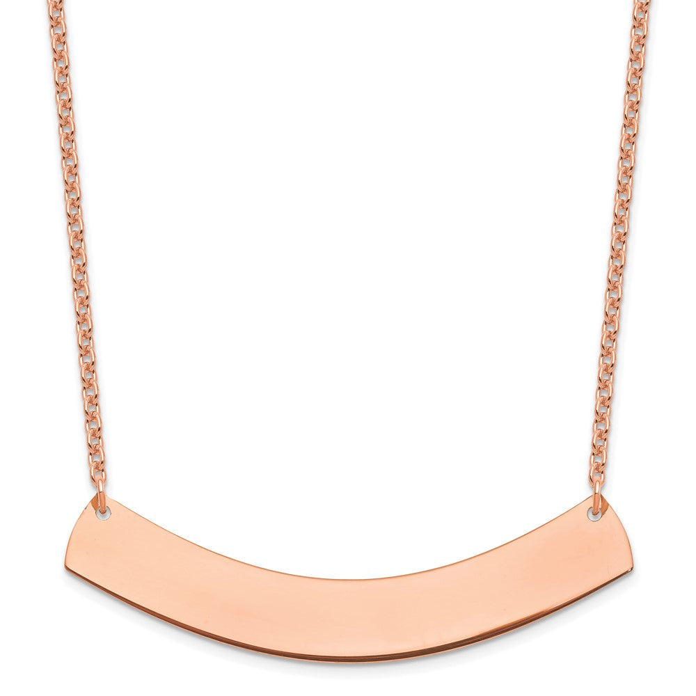 Sterling Silver/Rose-plated Large Curved Blank Bar Necklace XNA1210RP