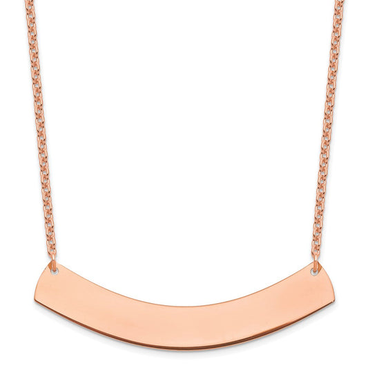 Sterling Silver/Rose-plated Large Curved Blank Bar Necklace XNA1210RP
